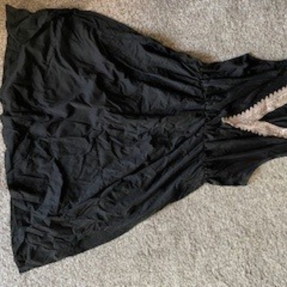 V Neck Patchwork High Waist Solid Color Dress - Xl - image 6